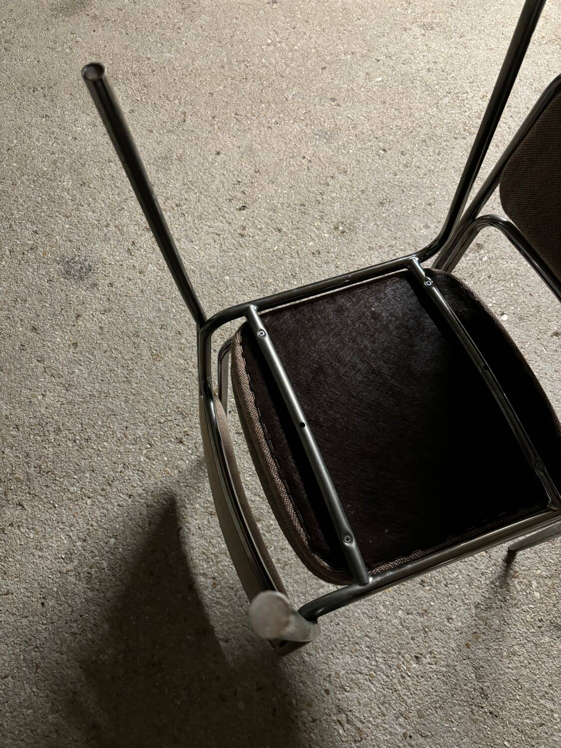 1970s designer chairs in metal and fabric