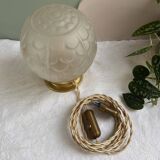 Lampe à poser vintage ronde en verre translucide - globe fleur