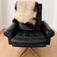 Vintage Danish mid-century black leather swivel chair 1970s