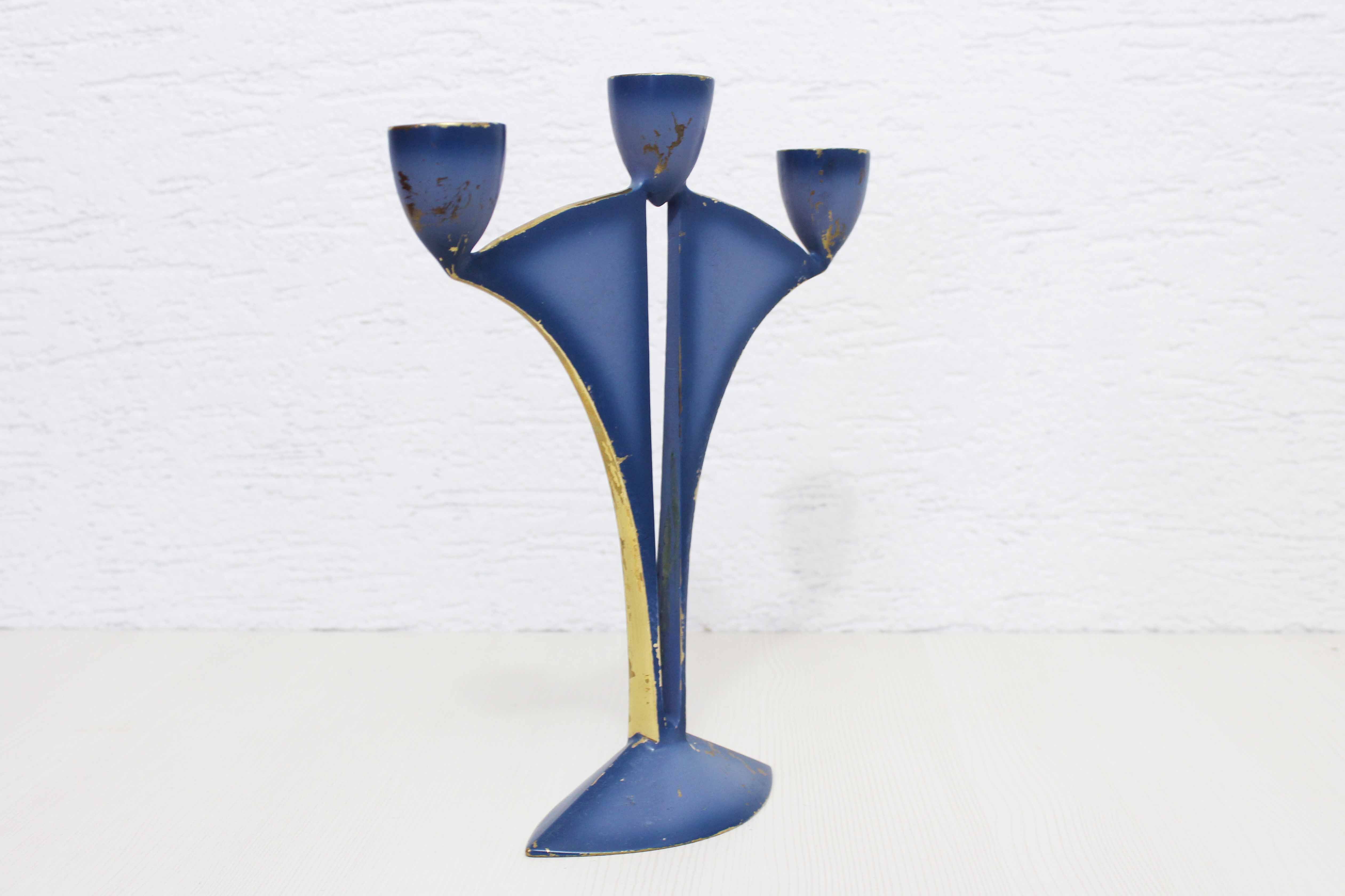 Modernist bronze candle holder