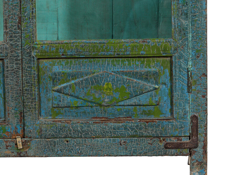 Showcase Library Patina Blue Piece of Origin Wood Old Teak 102x30x122cm
