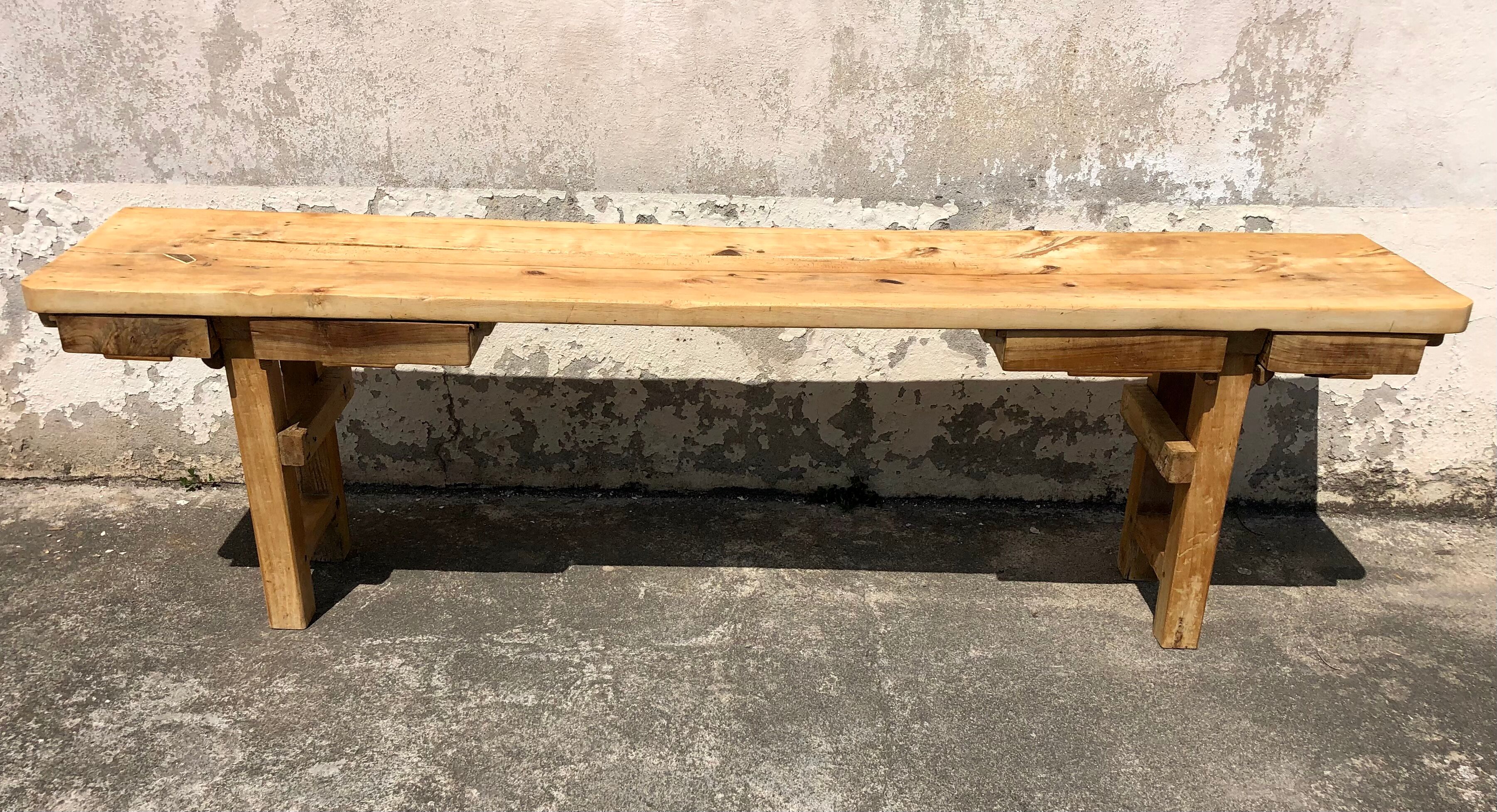 Antique kitchen workbench, vintage kitchen log