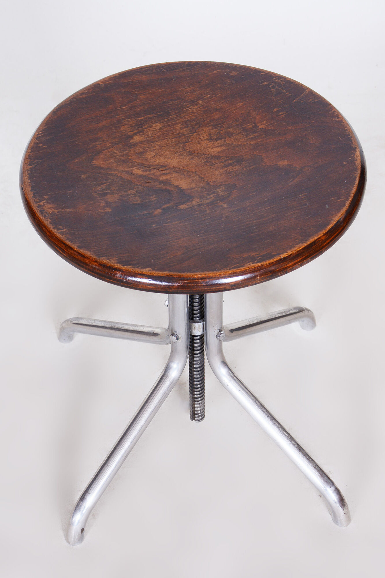 Restored Beech Swivel Piano Stool by Mücke - Melder, Czechia, 1930s