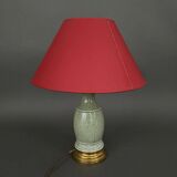 Lampe Napoléon III en céladon vert sur une base en laiton