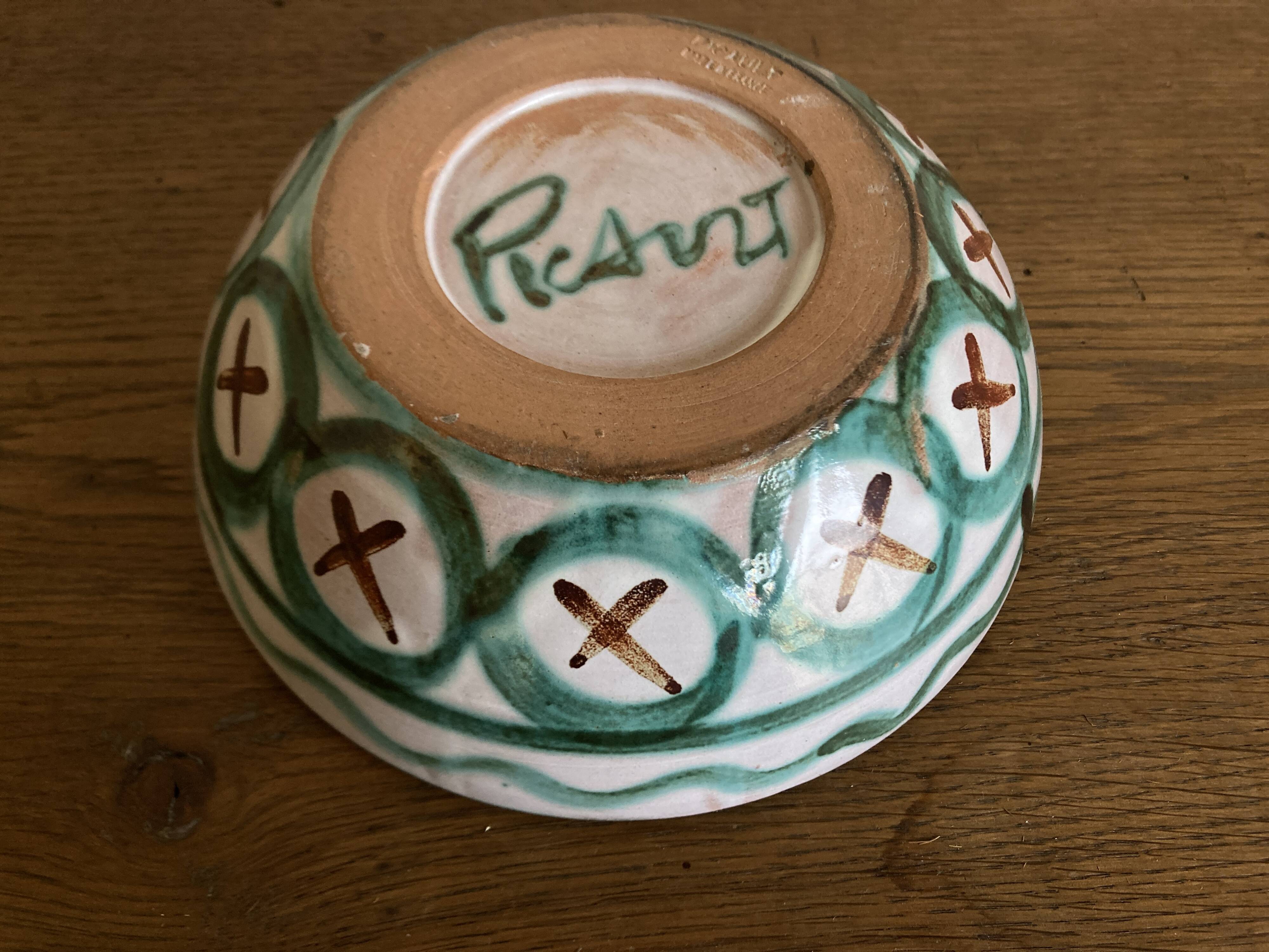 Robert Picault 1960 Vallauris salad bowl signed in full