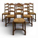 Set of 6 straw-seated chairs