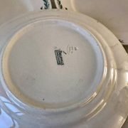 set of 5 large flat plates in Terre de Fer Longchamp model Belleville late 19th century