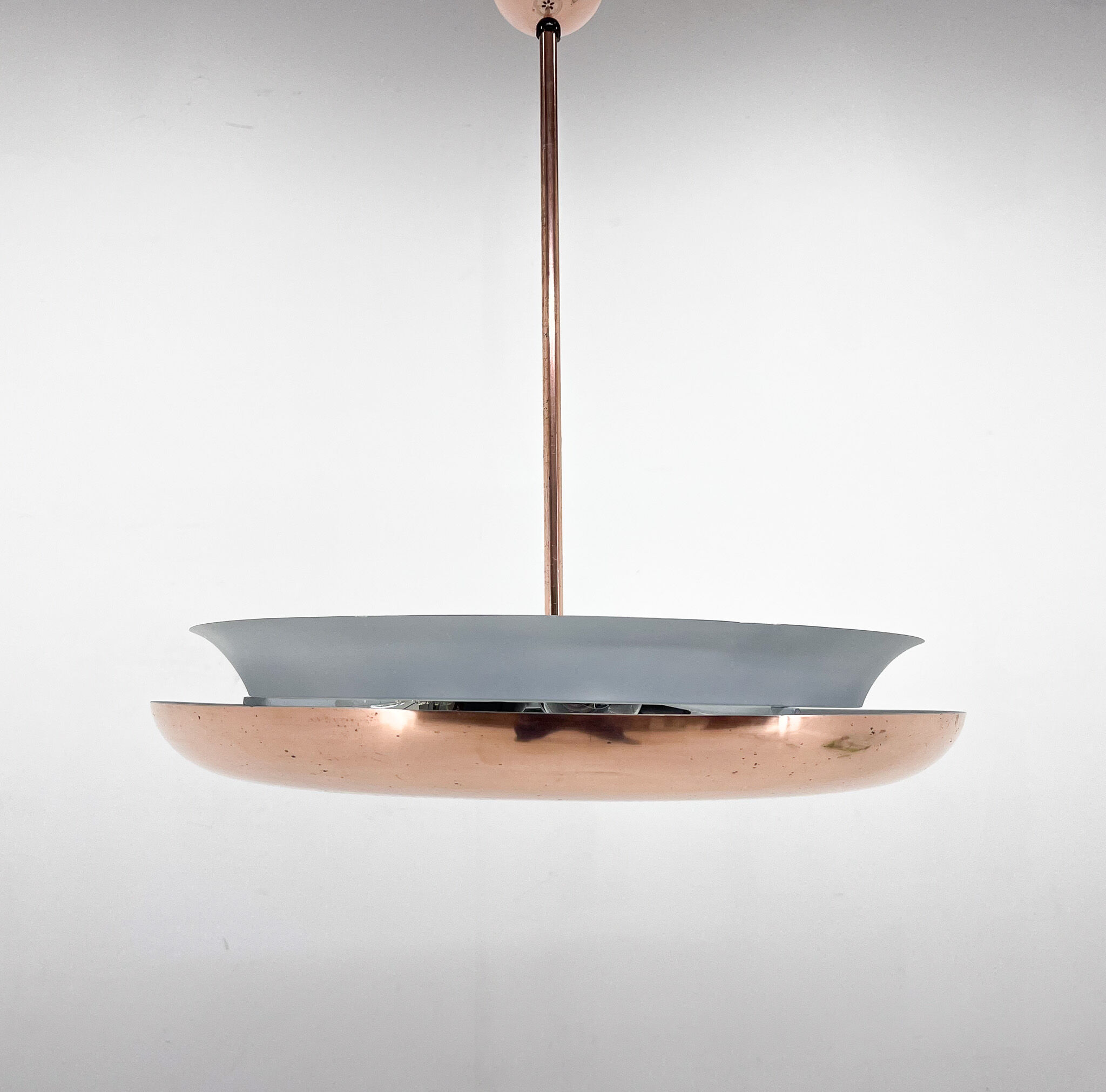 Bauhaus / Functionalist Copper Chandelier Ufo, 1930s, Restored