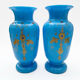 Pair of blue opaline vases