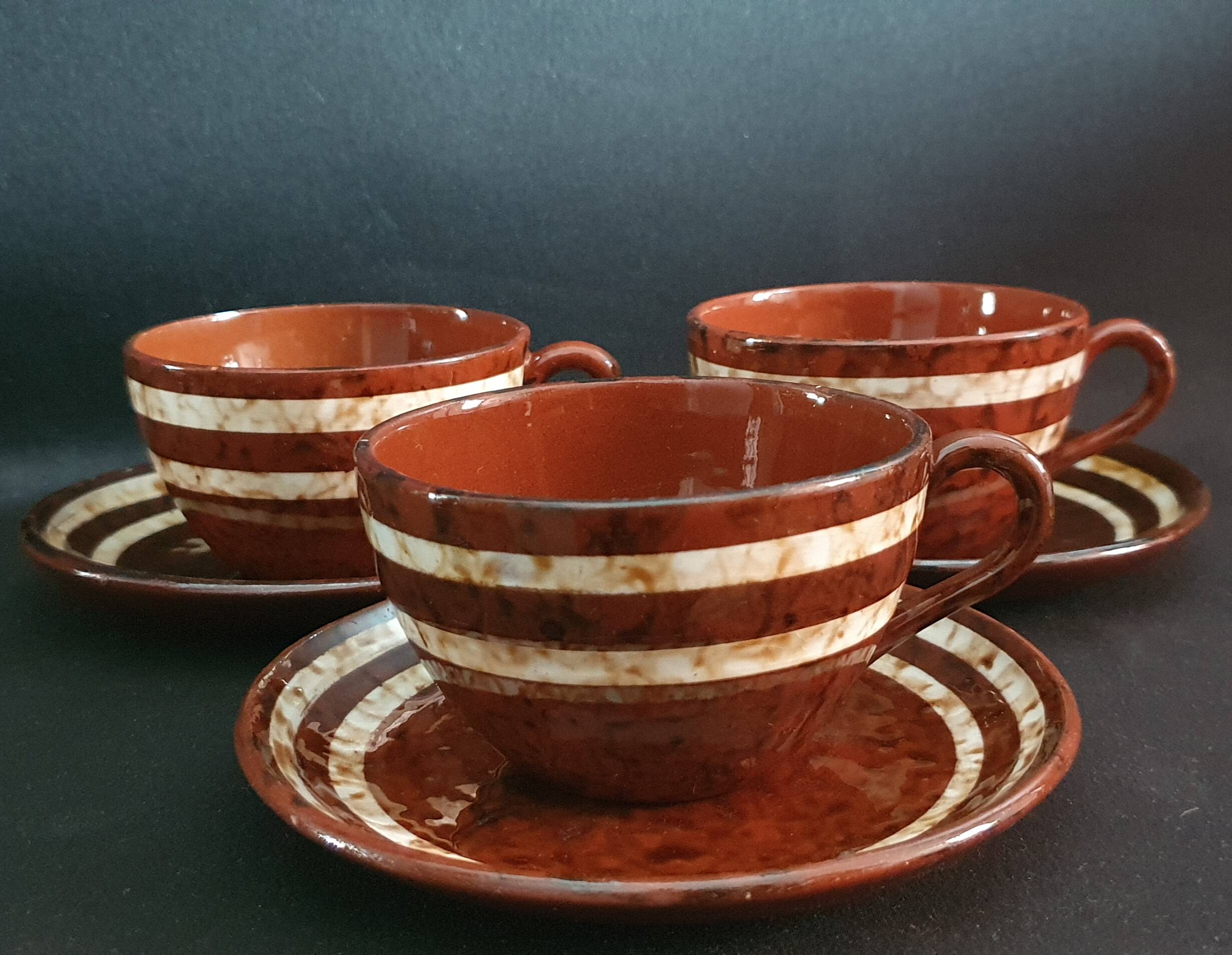 "Mary" Sarreguemines trio of cups