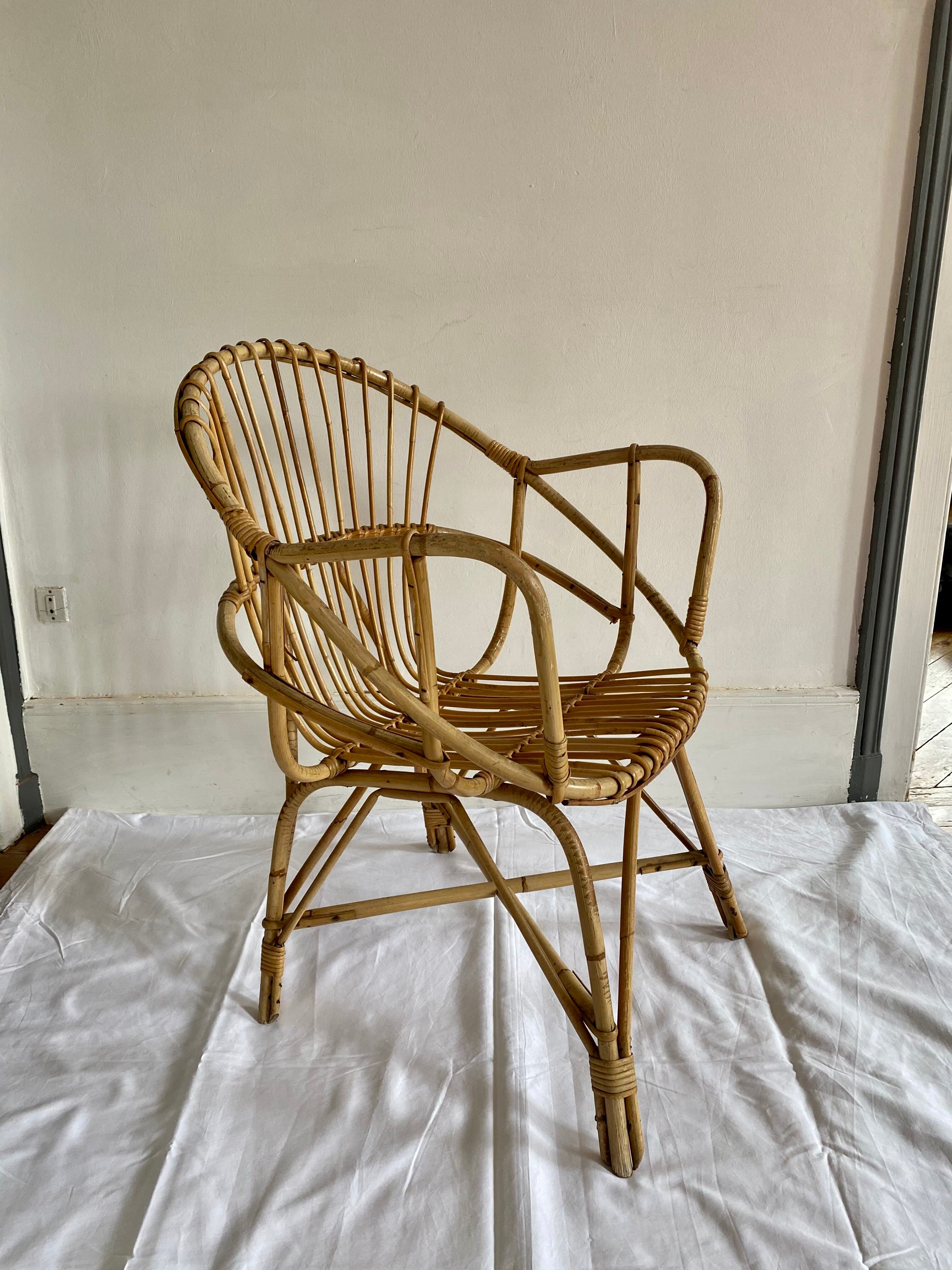 Adult-sized rattan chair