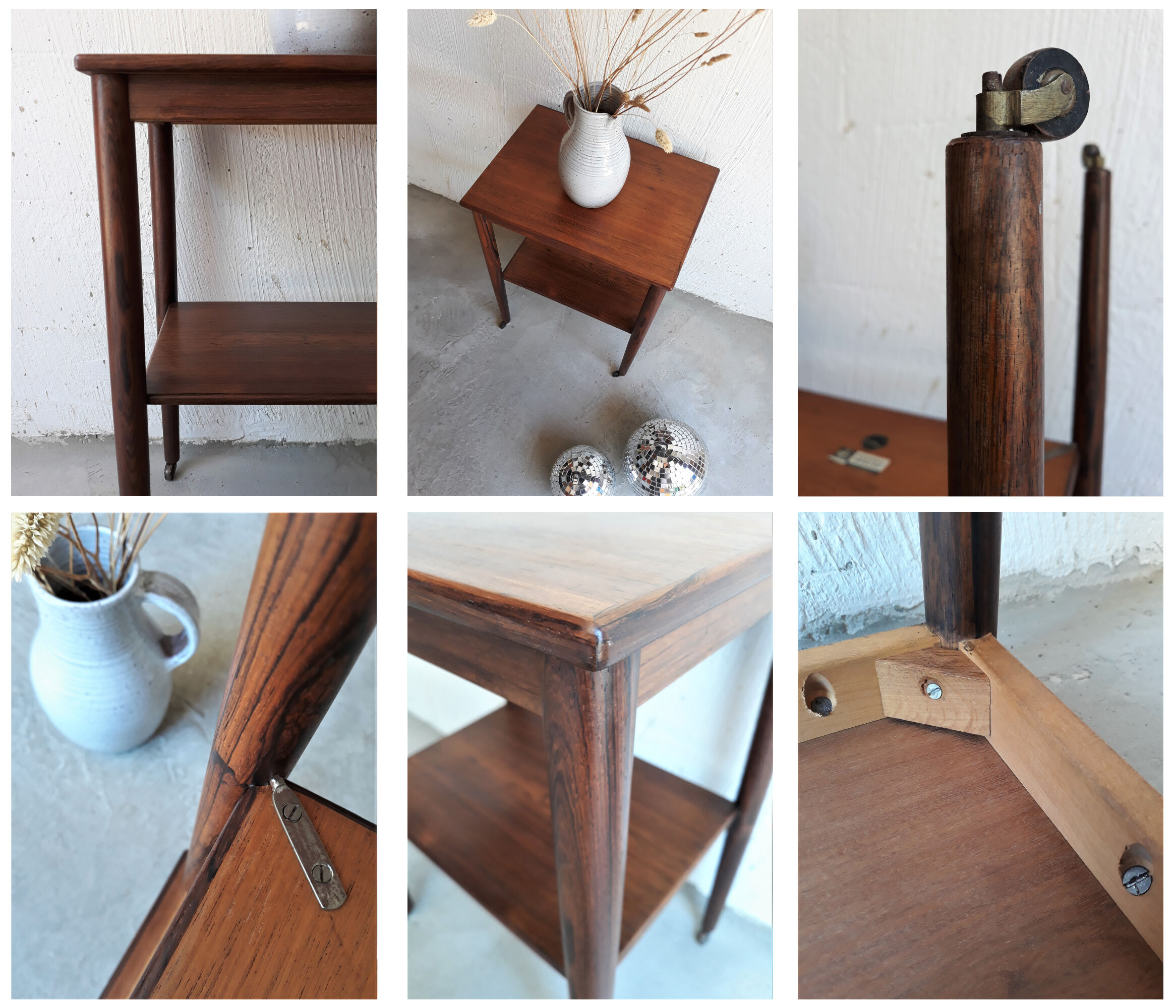 Guéridon porte plante table d'appoint en teck 1960
