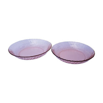Set of 2 pink glass dishes