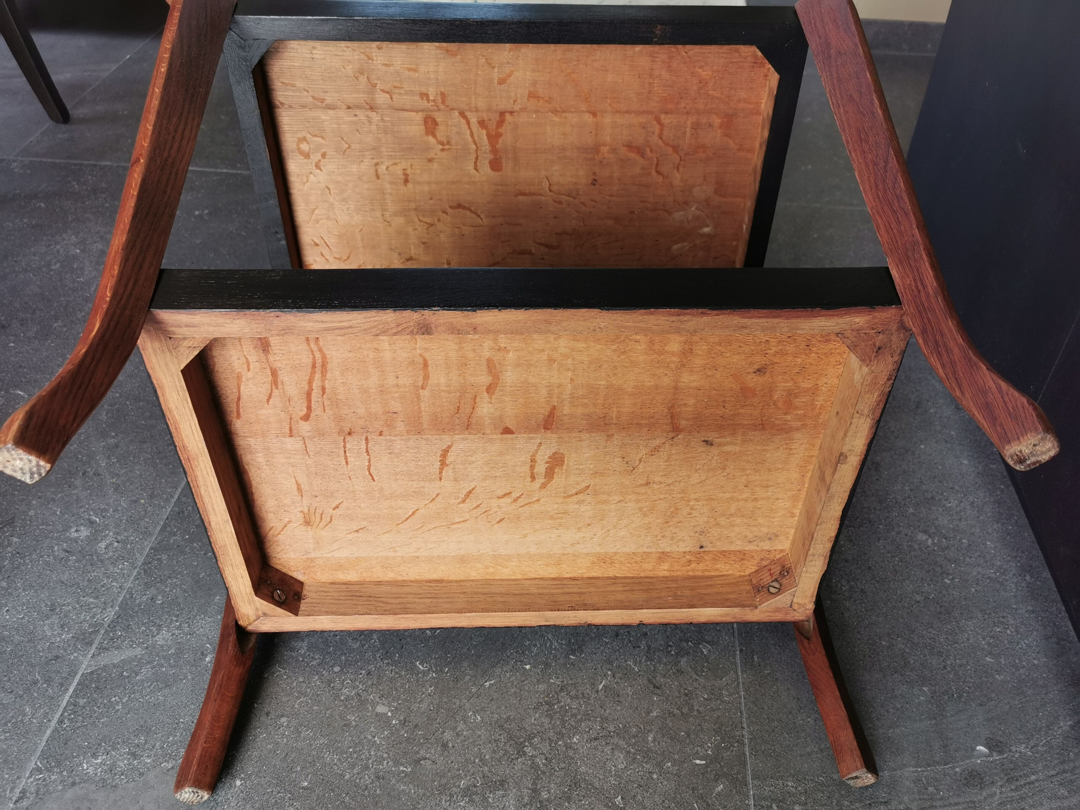 Art deco oak side table refurbished with 2 levels.
