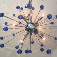 Blue “star” murano glass oval sputnik chandelier