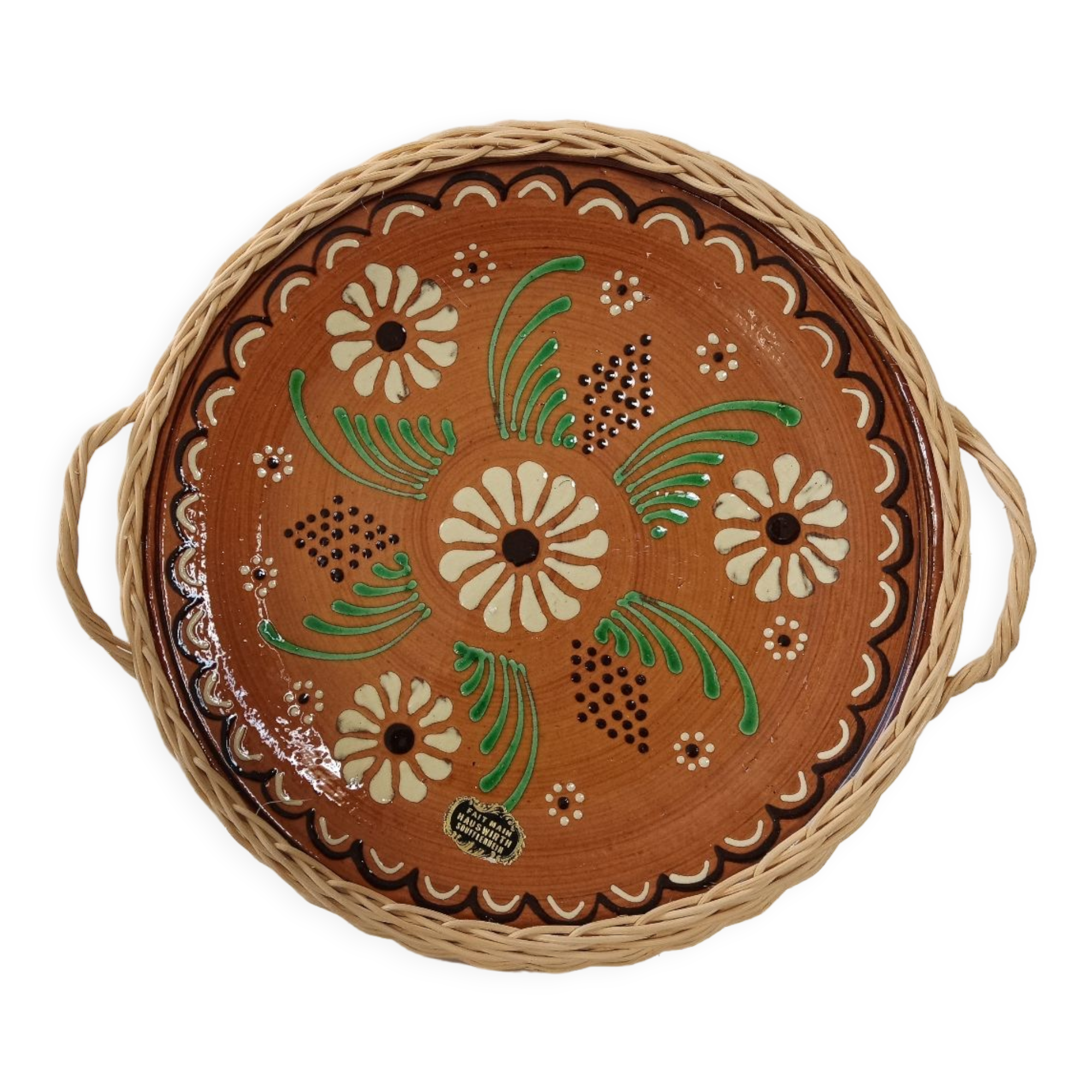 Handmade enameled dish hauswirth soufflenheim