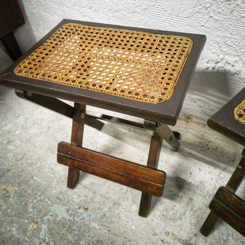 Pair of canned folding stools
