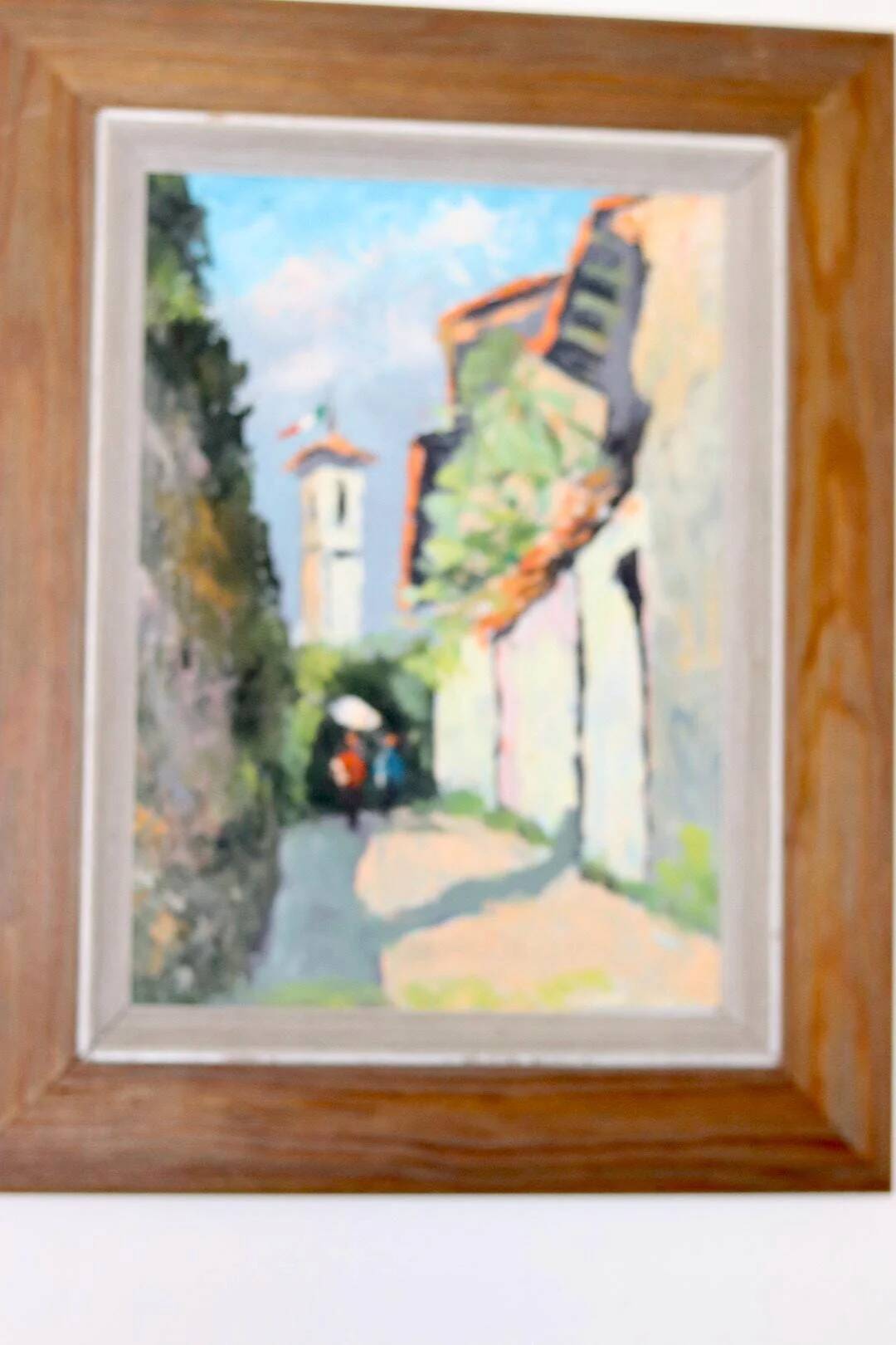 Swedish oil painting on panel "Morcote" – vintage and framed