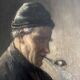 Oil on canvas mounted on oak panel - Portrait of a pipe smoker