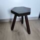 Vintage 1960s Brutalist tripod stool in solid wood