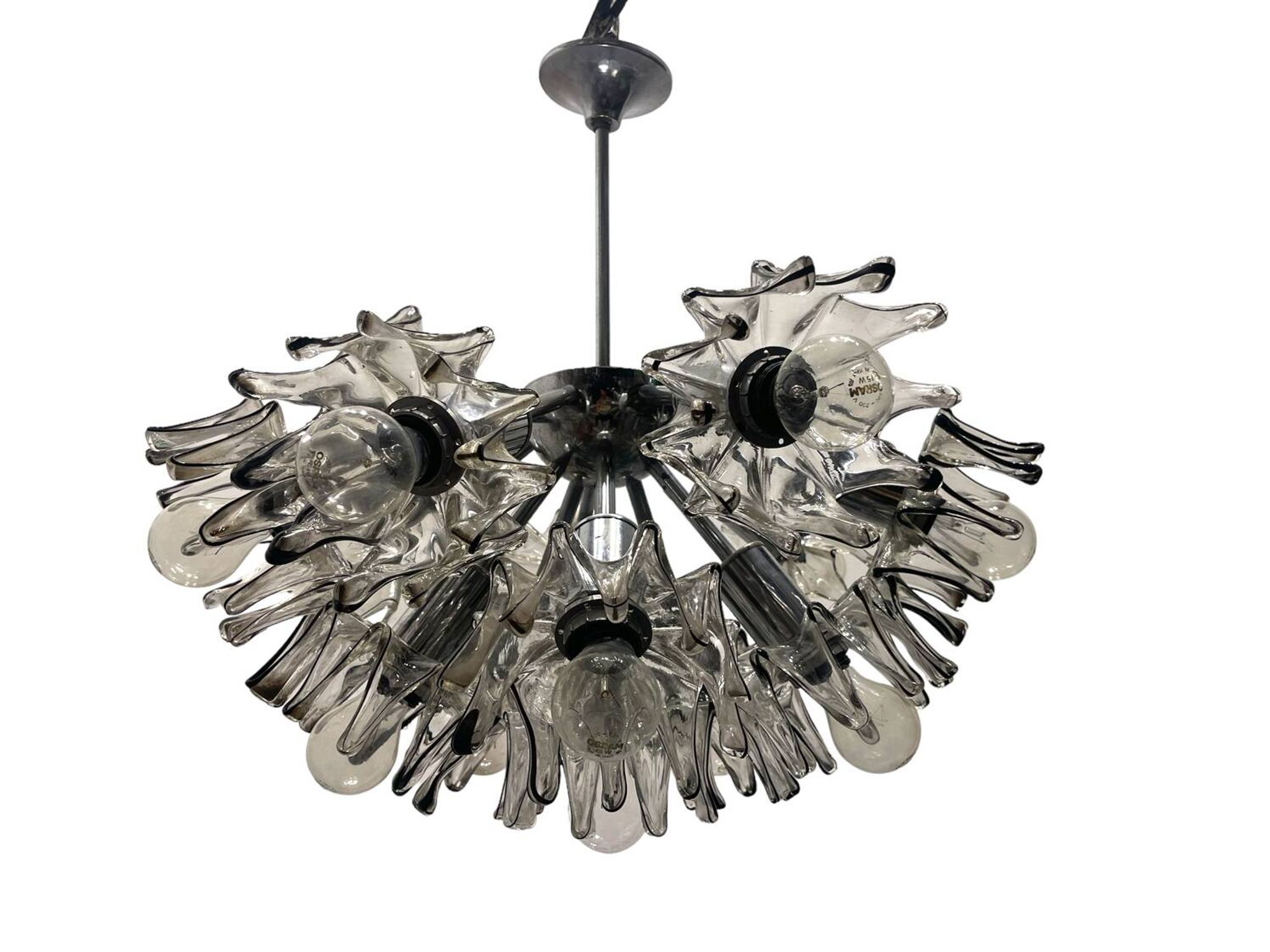 Grand lustre vintage à fleurs de Murano 1970