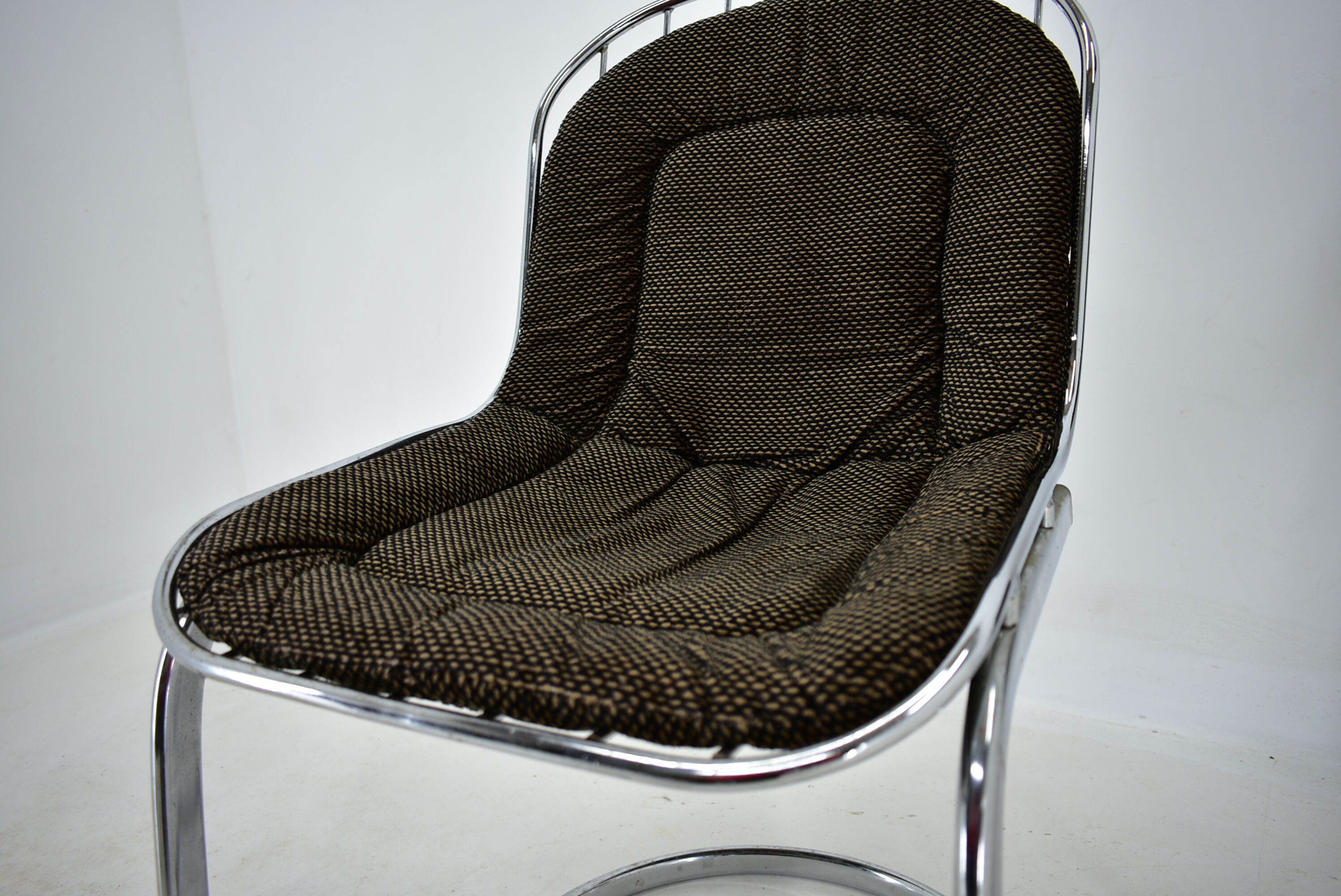 Set of four chrome dining chairs, italy, 1970s