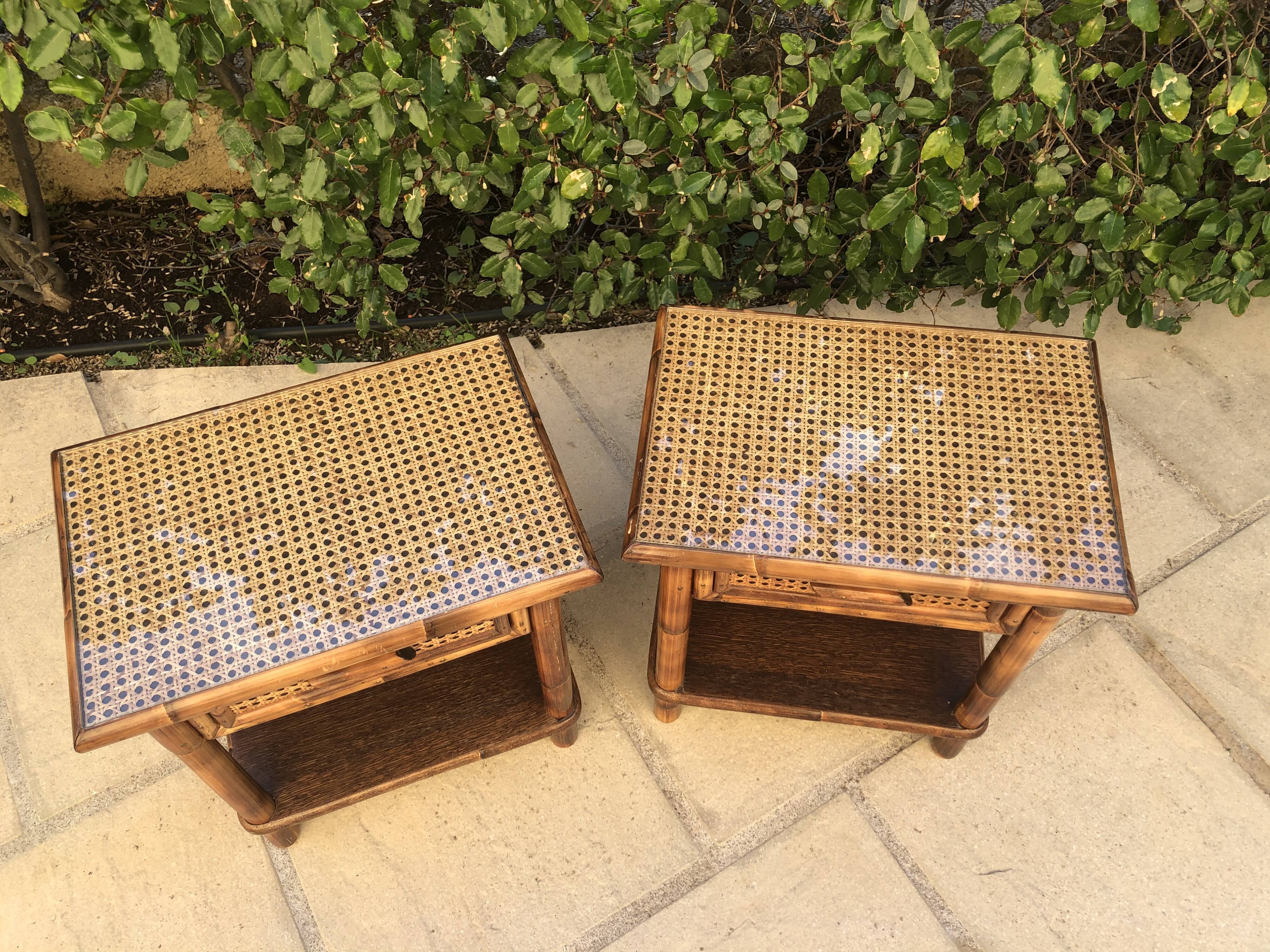 Pair of bedsides wood and canning