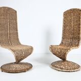 Paire de chaises sculpturales à dossier haut, années 1980, Italie