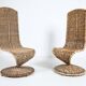 Pair of sculptural high back chairs, 1980’s Italy
