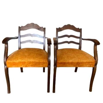 Paire de Fauteuils en bois et velours années 30-40