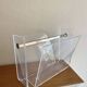 Vintage magazine rack in plexiglass by David Lange.