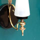Pair of brass wall sconces tulips in white striated glass and black metal