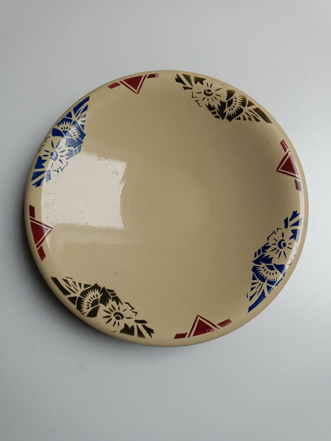 Badonviller art deco beige floral dish