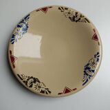Plat Badonviller art déco beige à fleurs