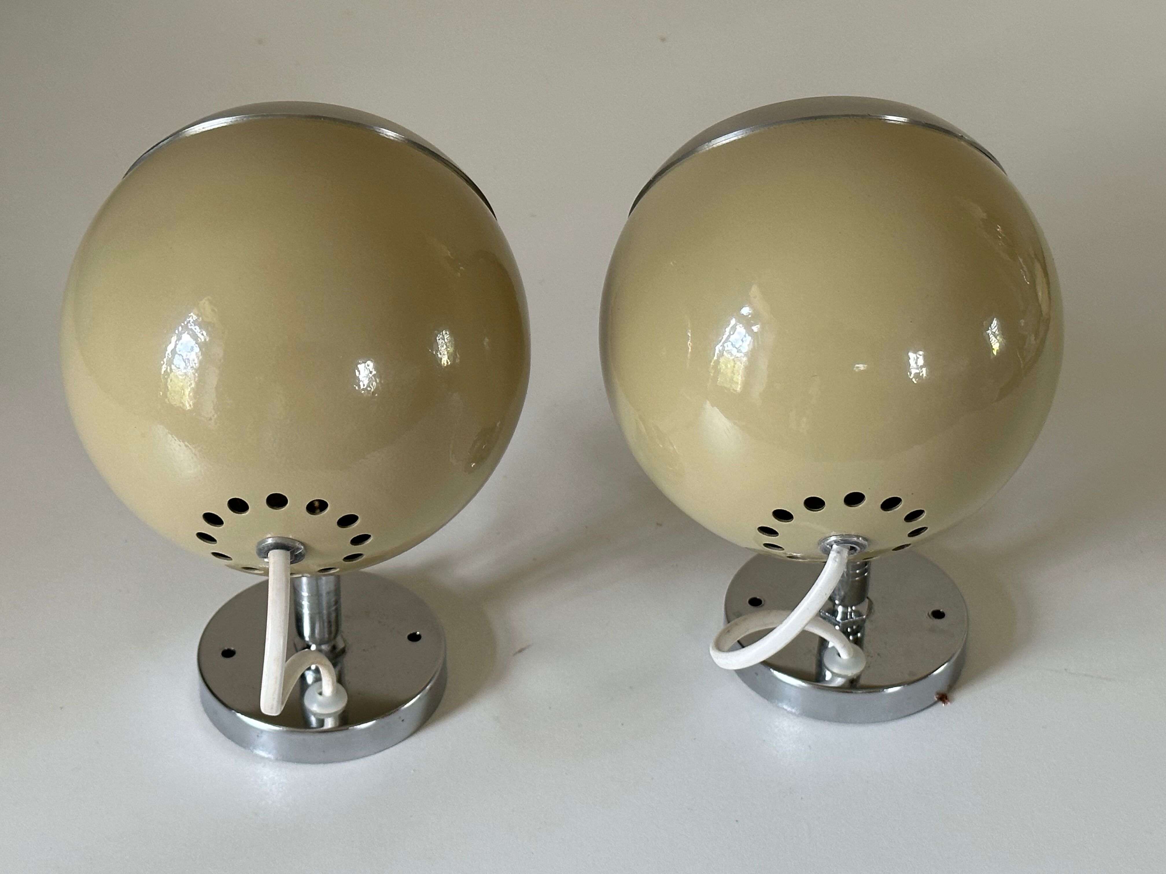 Pair wall lamp eyes ball vintage design 70 years