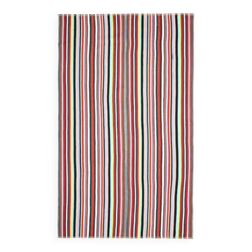 1970s Vintage Turkish Oushak Handmade Wool Cotton Red Area Rug 174x287