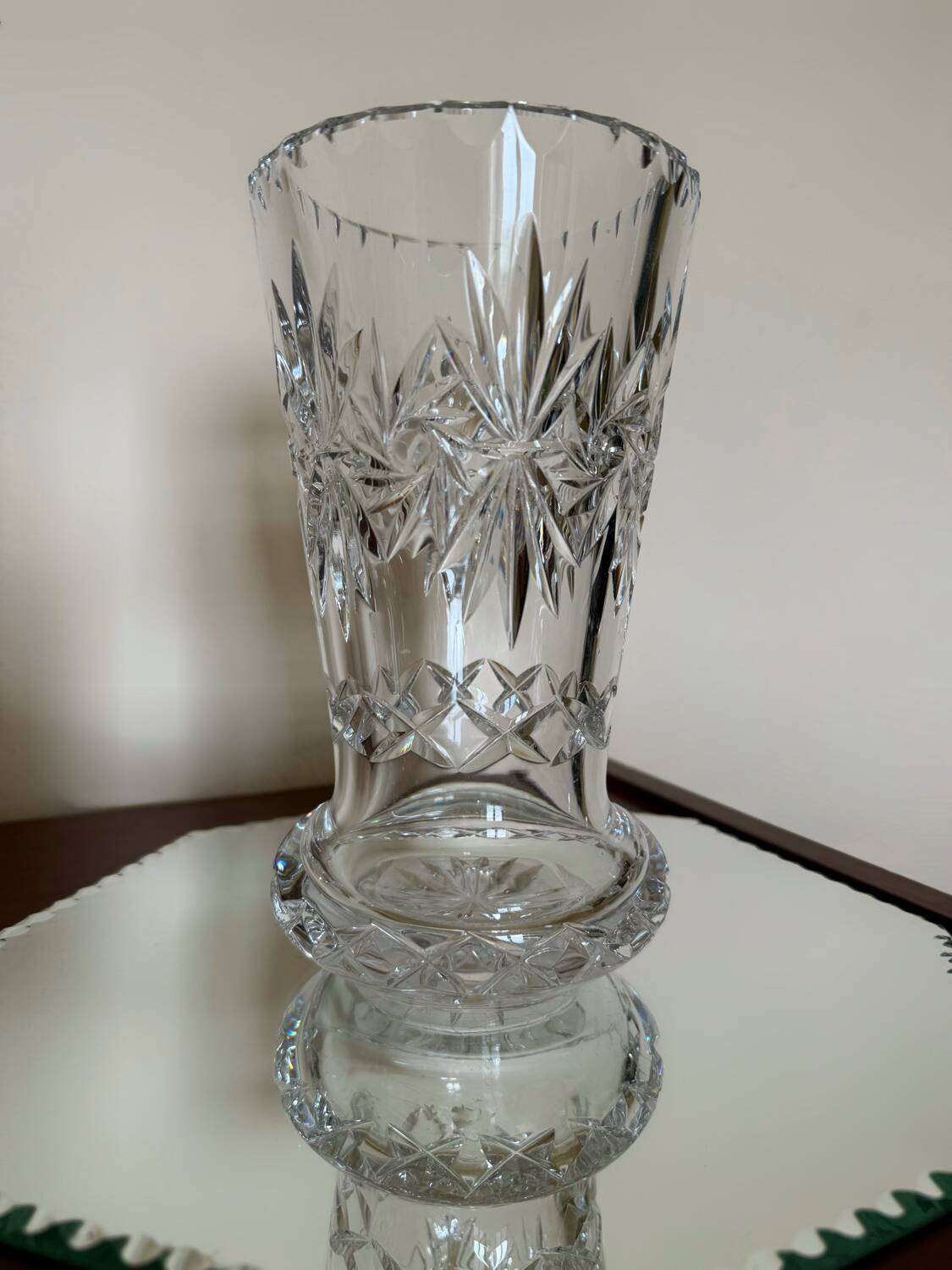 Old cut crystal vase