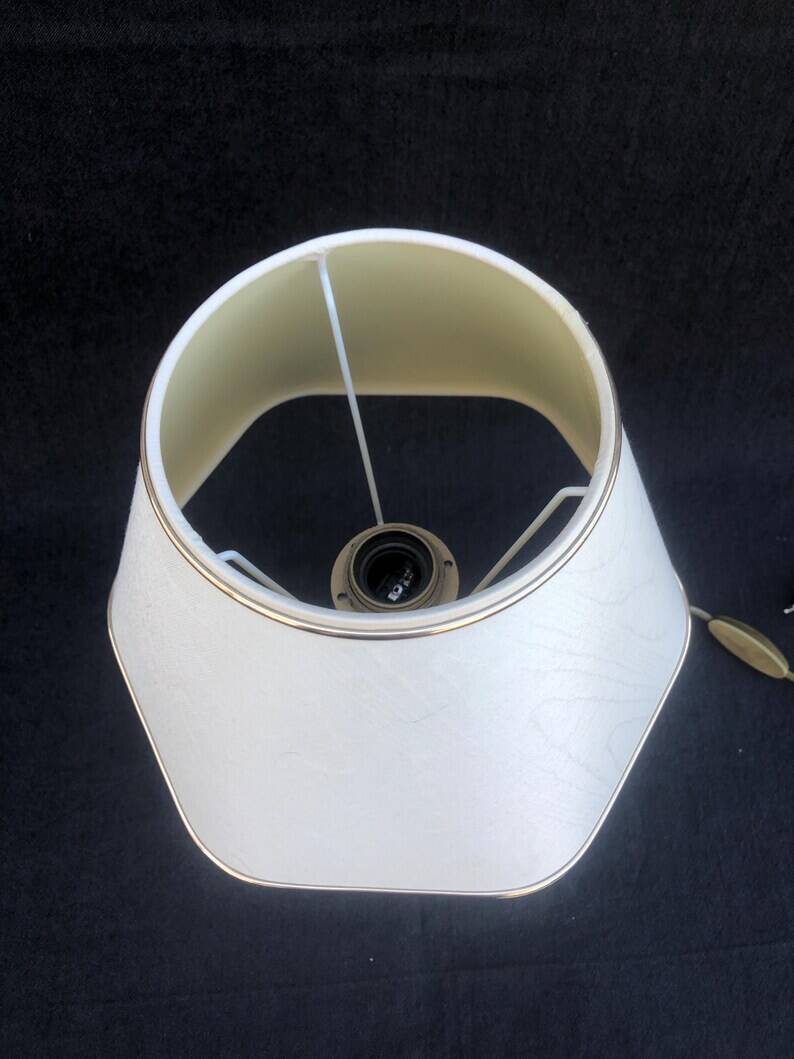 French Louis XV Style Table Lamp: Cream Hexagon Shade, Gold Trim