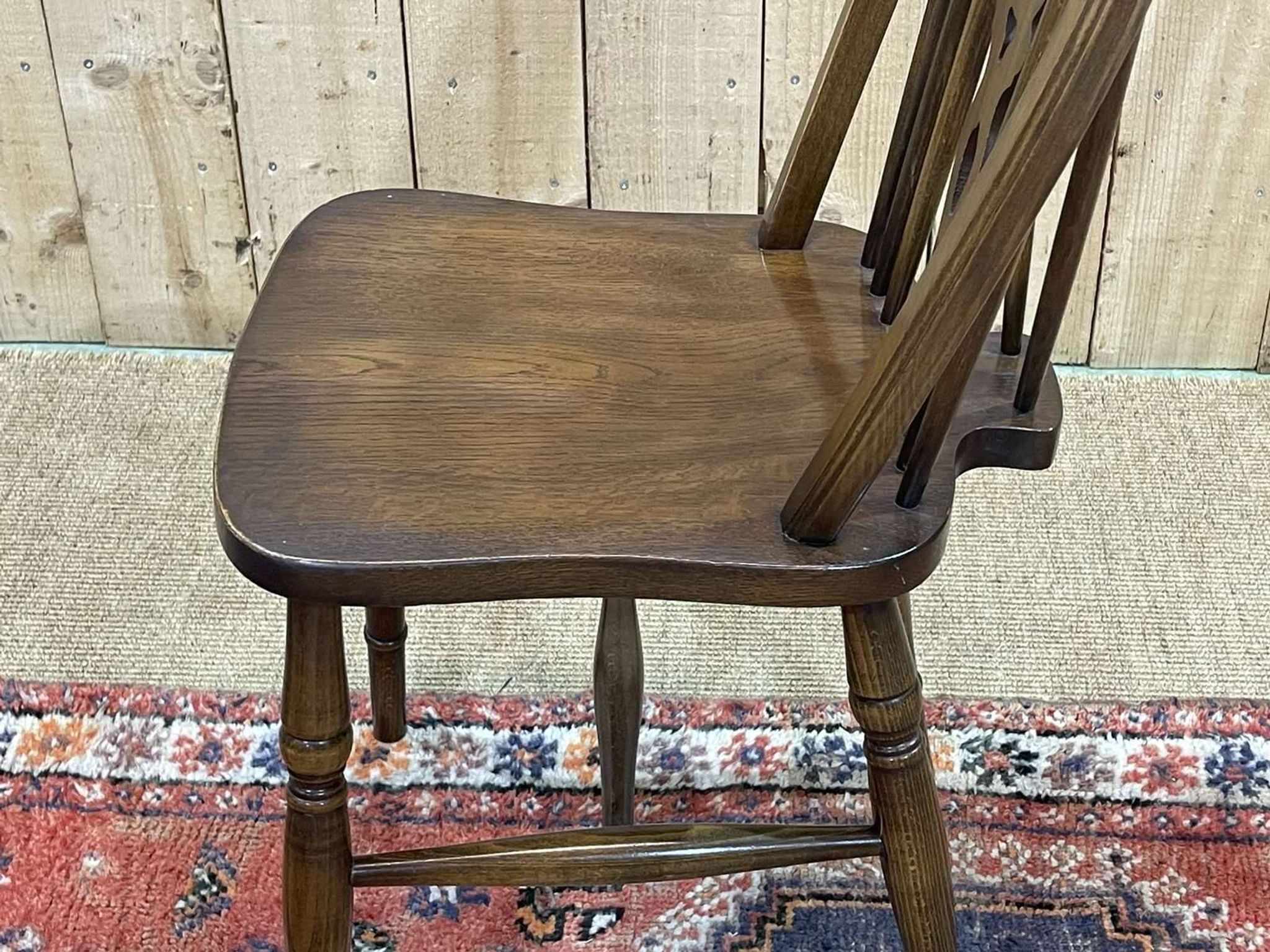 Set of 4 English chairs in beech and oak, made in the 70s