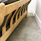 Vintage brutalist leather three seat Durlet sofa, 1970s