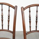 Beautiful set of 6 wooden vintage bistro chairs by Jacob & Josef Kohn Wien with cane seat