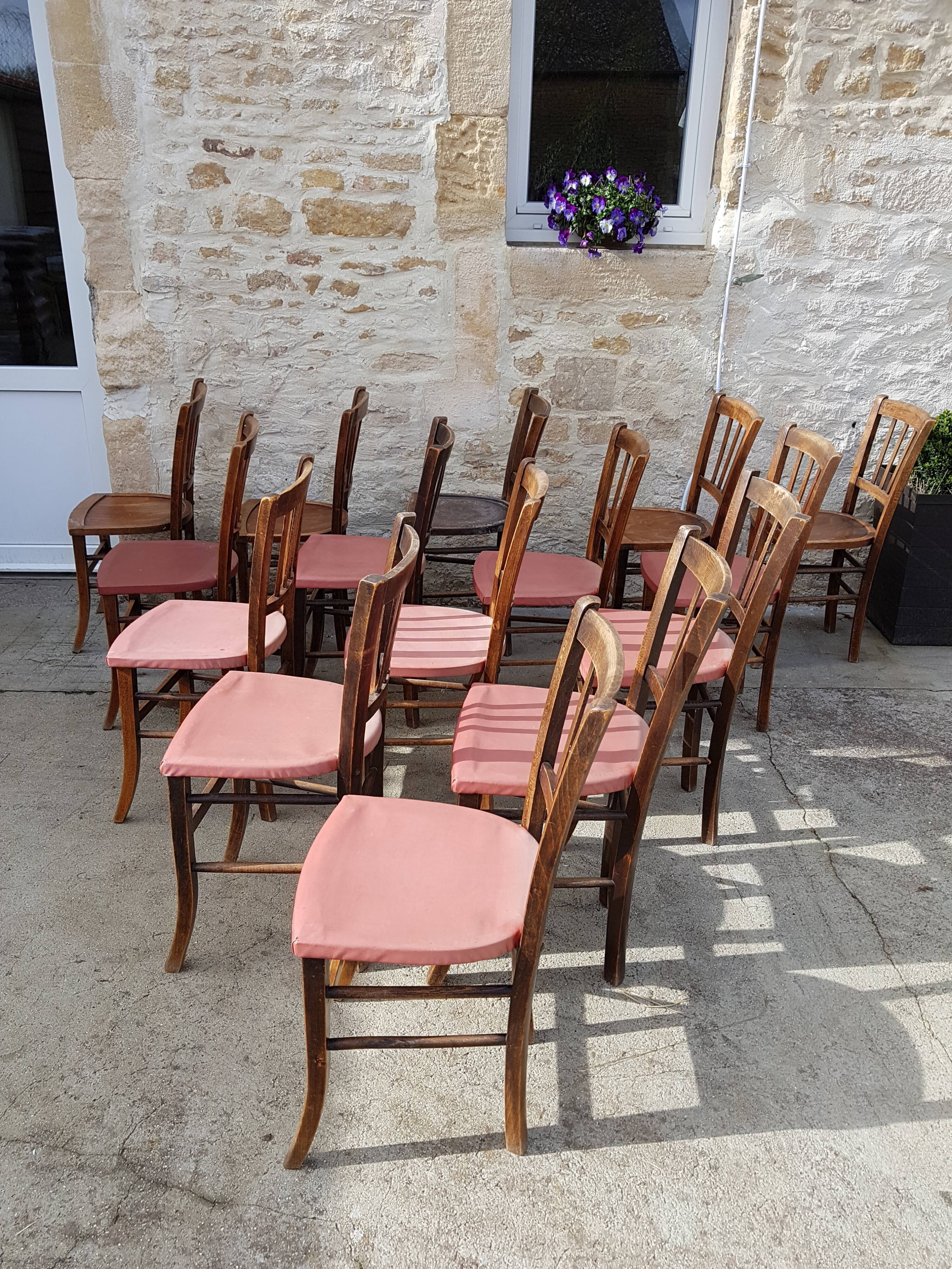 Lot of 15 old bistro chairs