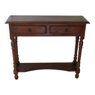 Pretty console - Trolley - writing table - 2 drawers - oak color - Louis Philippe style