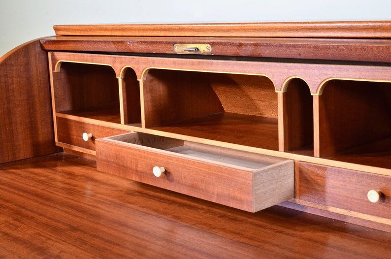 Mid-century Danish style vintage Swedish teak desk drinks cabinet by Egon Ostergaard