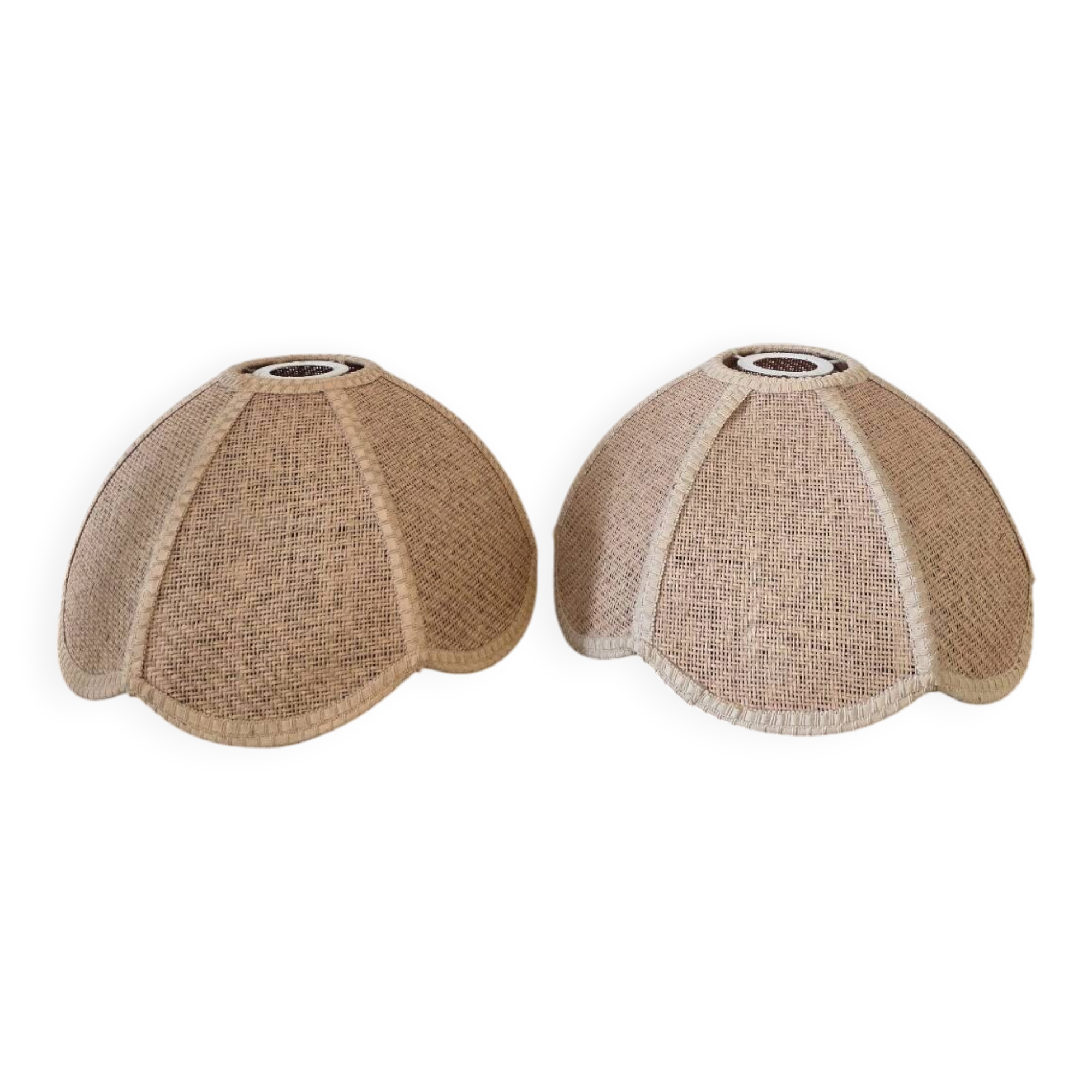 Pair of vintage rattan lampshades