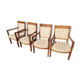 Lot of 4 old armchairs