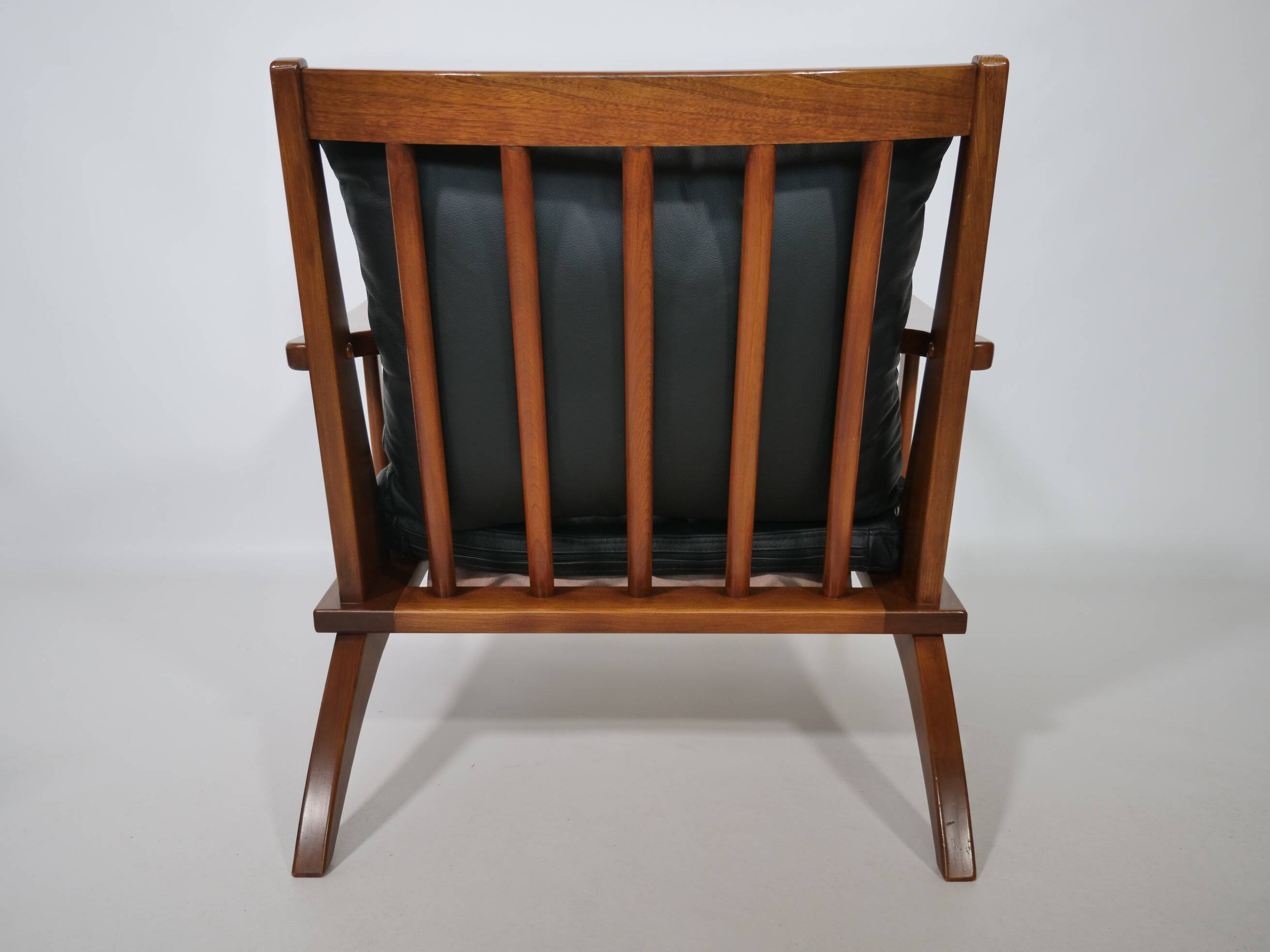 Leather Lounge Armchair Set – Teak, 1960s Mid-Century Vintage