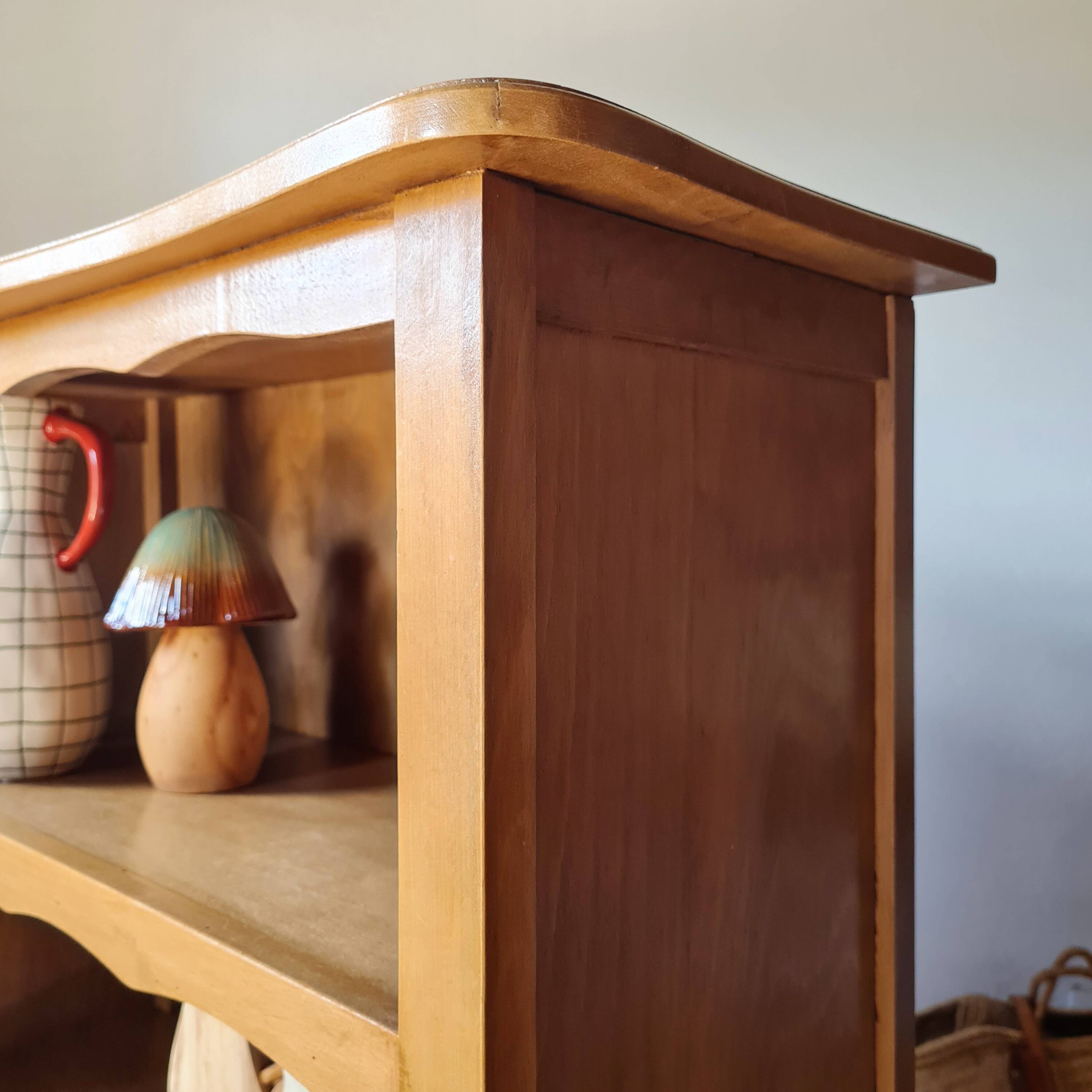 Honey-coloured antique wooden bookcase - antique library