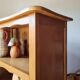 Honey-coloured antique wooden bookcase - antique library