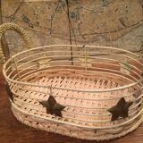 Basket with metal and wicker handles